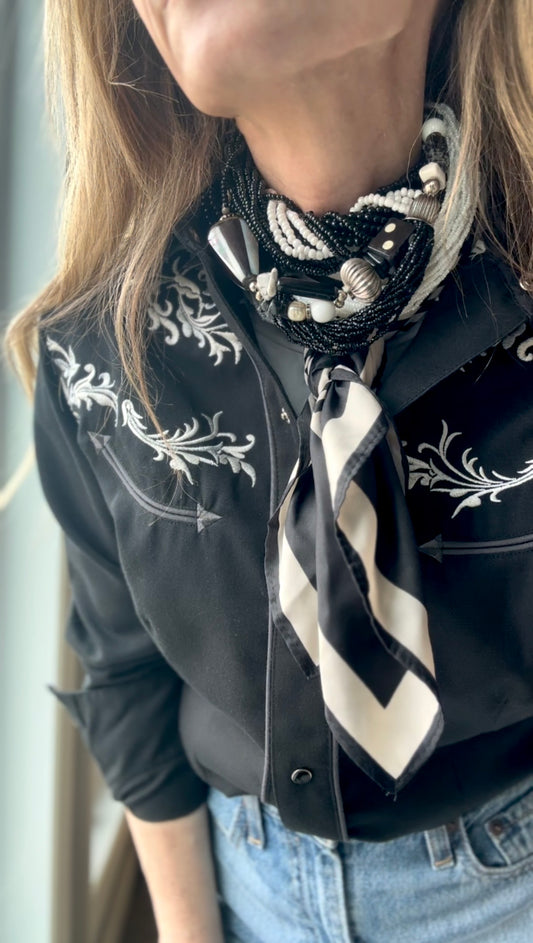 80’s Chunky Statement Domino Necklace Glass Beads—Studio Artist