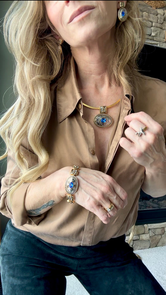 Cobalt Blue Western Statement — 3 pce Set