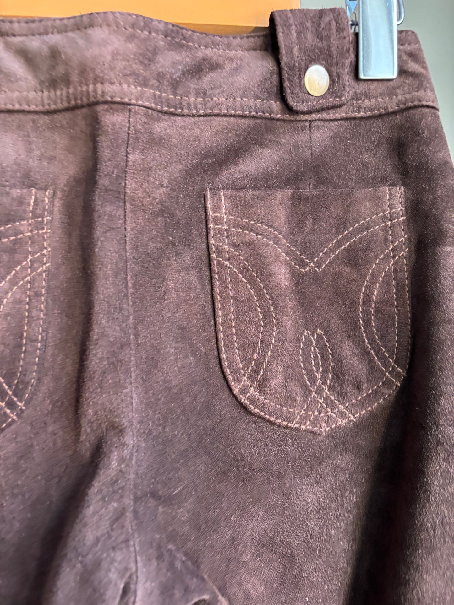 Vintage Suede Bootcut Pants—Low Rise Western Flare