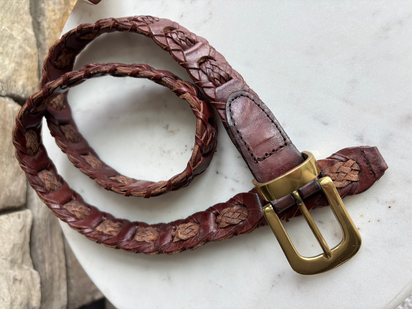 90s English Leather & Brass Belt