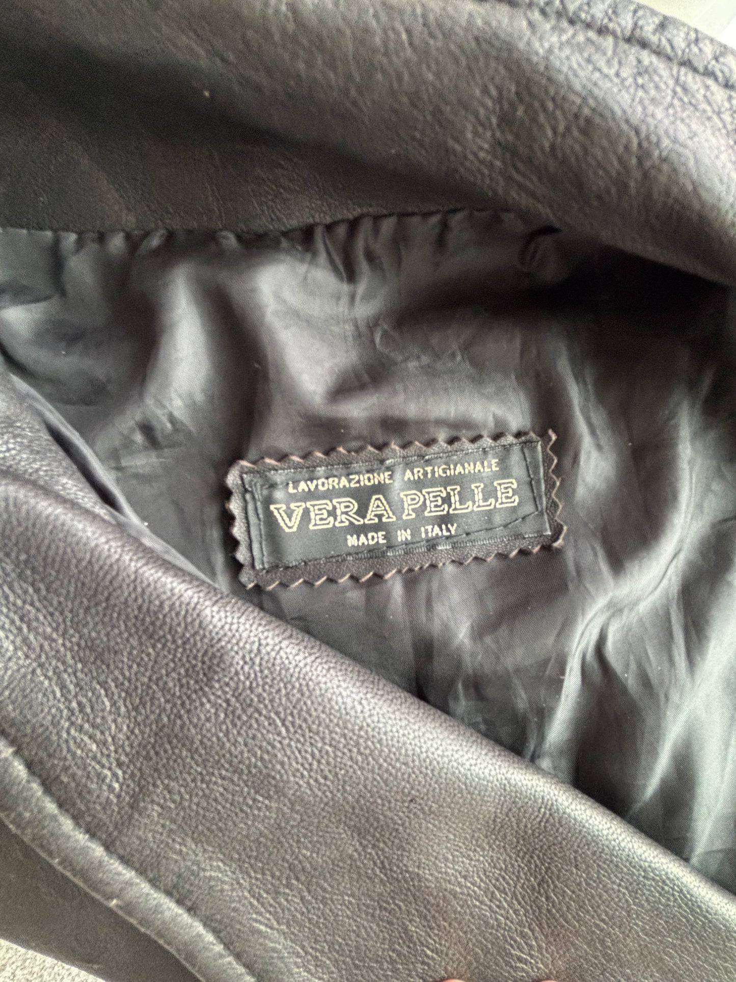 Black Leather Moto Jacket—Vintage Cropped Fit