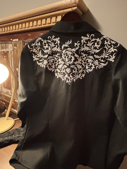 Vintage Western Noir Snap Button Shirt—90’s Roper
