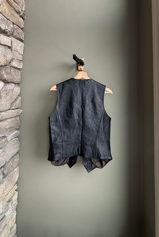 Vintage Danier Black Leather Vest XS