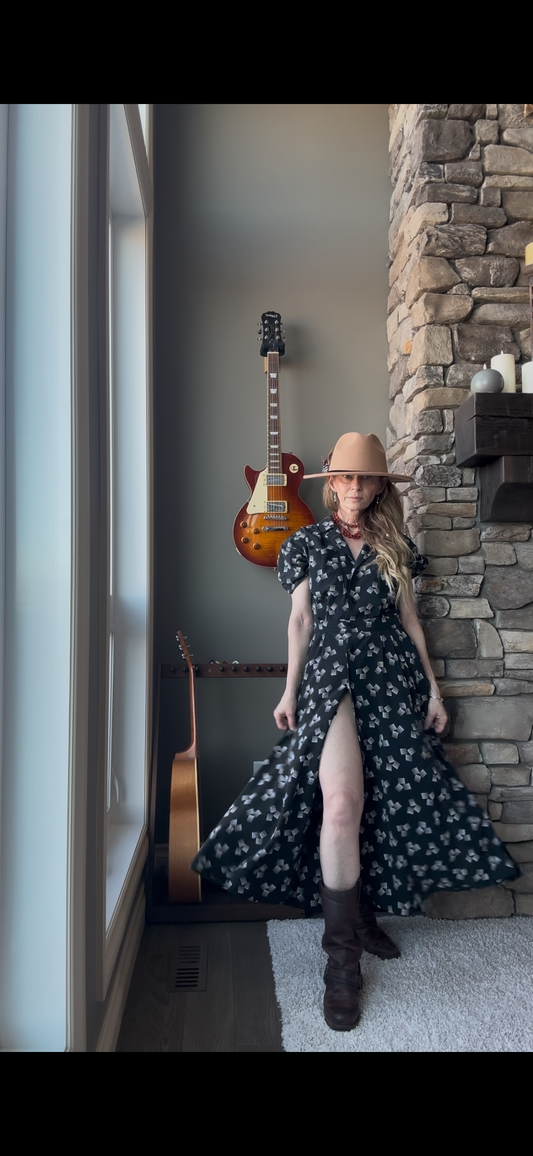 Vintage Claiborne Shirt Dress With Full Skirt — Offset Geometric Pattern