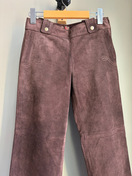 Vintage Suede Bootcut Pants—Low Rise Western Flare
