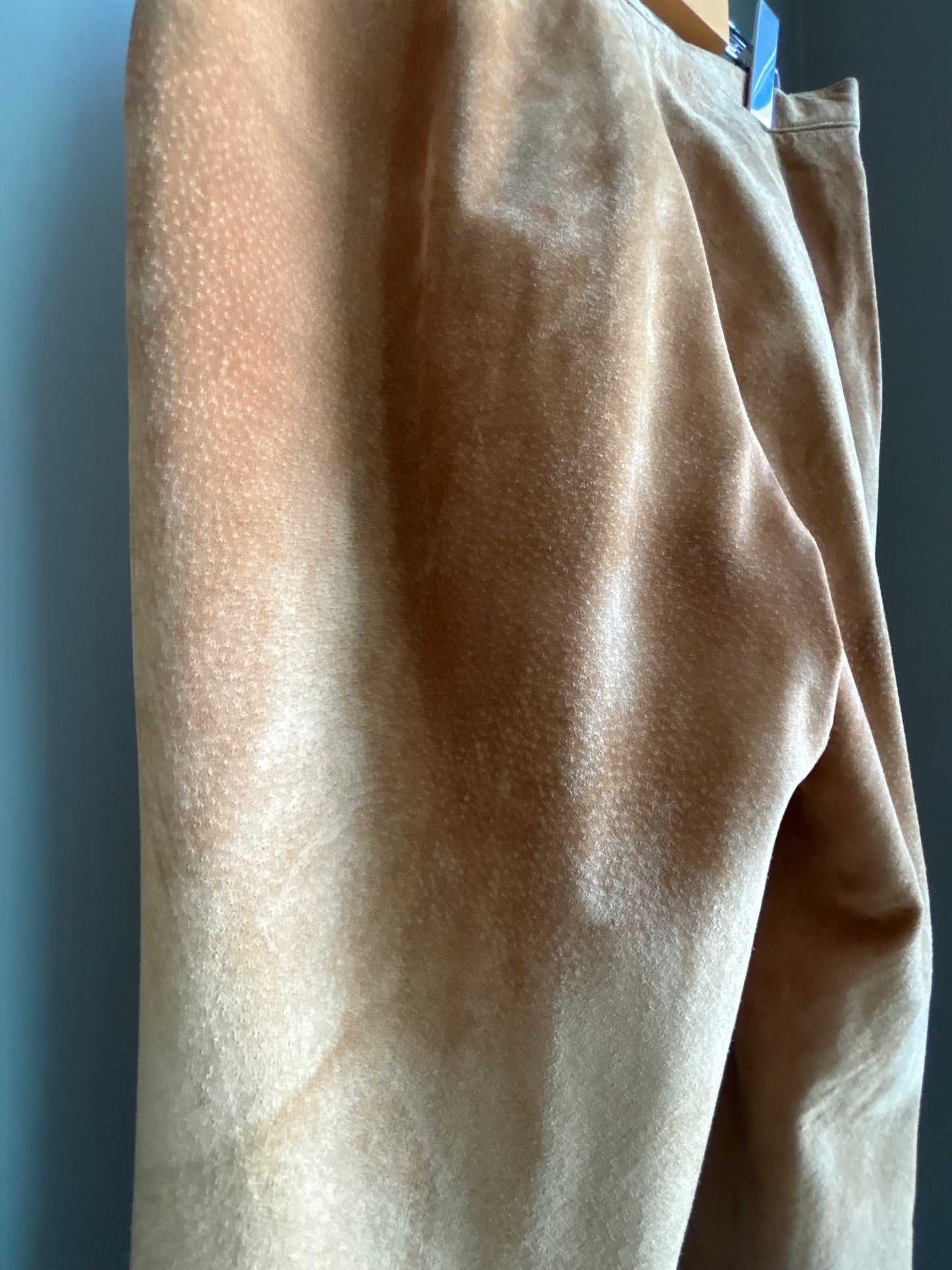 Suede Trouser Pants— Cognac Brown, Paneled Leg