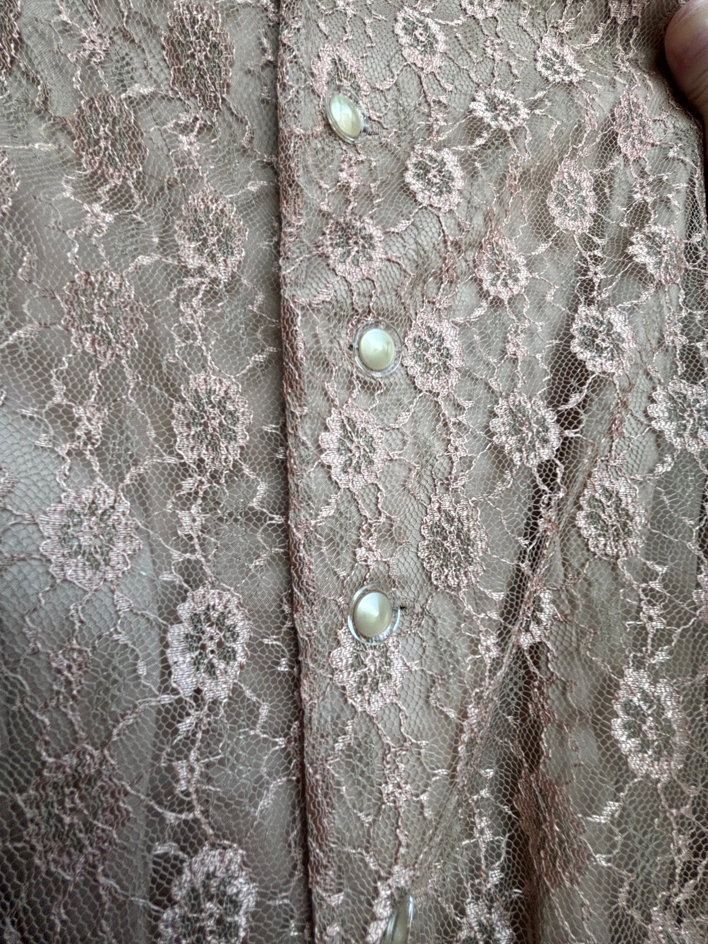 Vintage Lace Dress — Soft Blush Heirloom Bridal, Puff Sleeve Fit & Flare