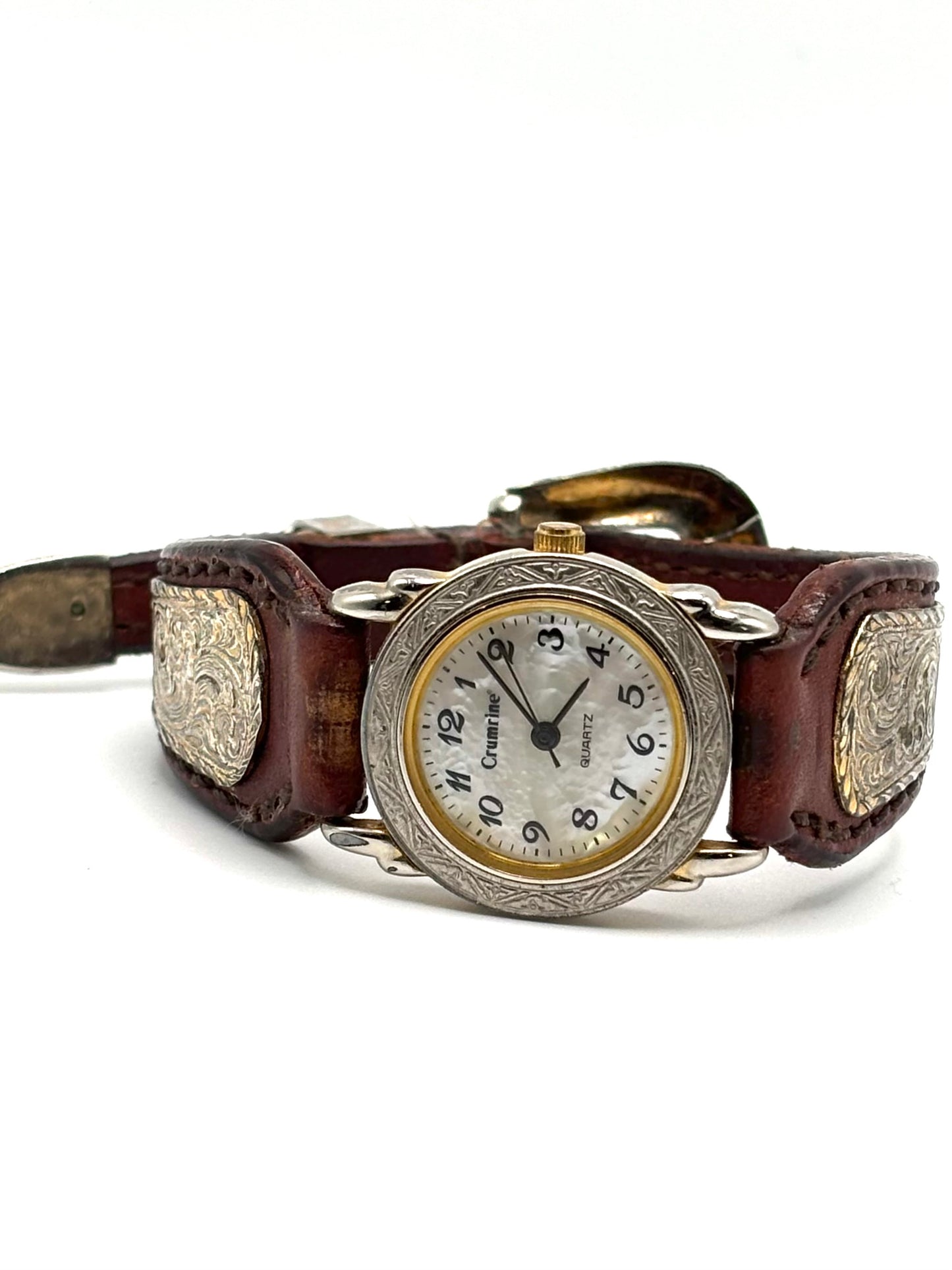 Vintage Western Watch – Engraved Hardware & Leather Belt Band with Buckle Closure