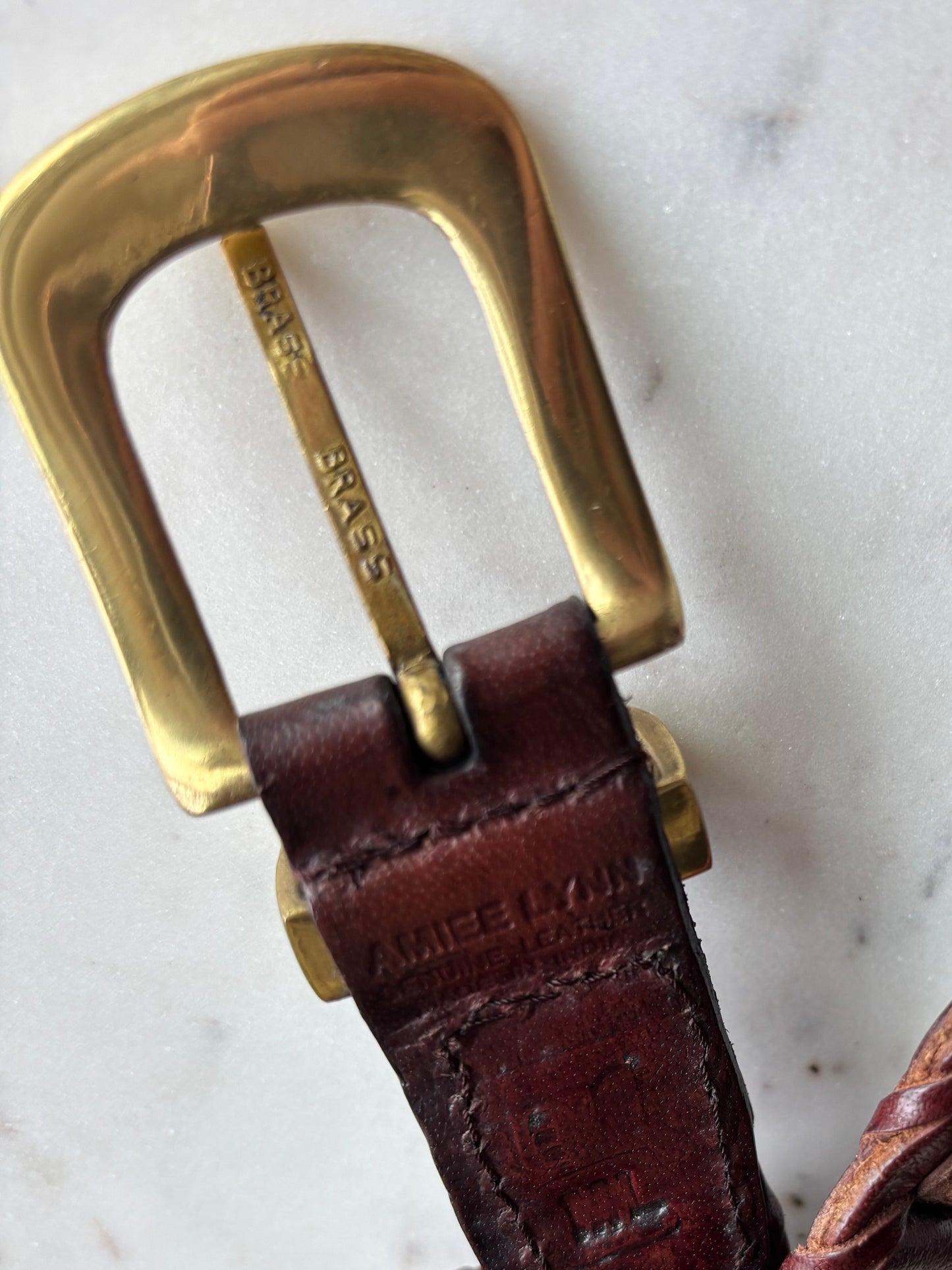 90s English Leather & Brass Belt