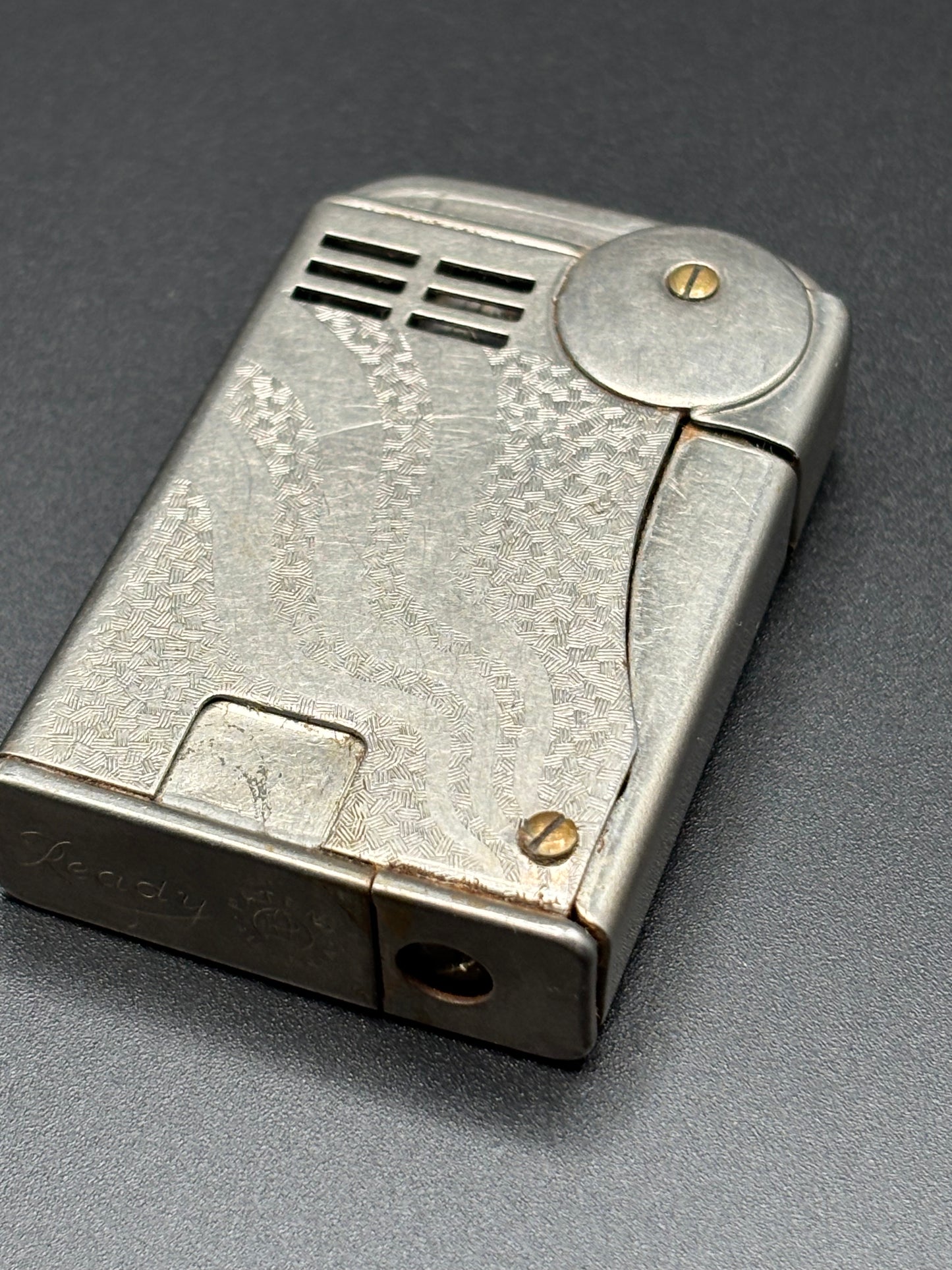 Vintage READY Austria Petrol Lighter — Art Deco Engineered Form