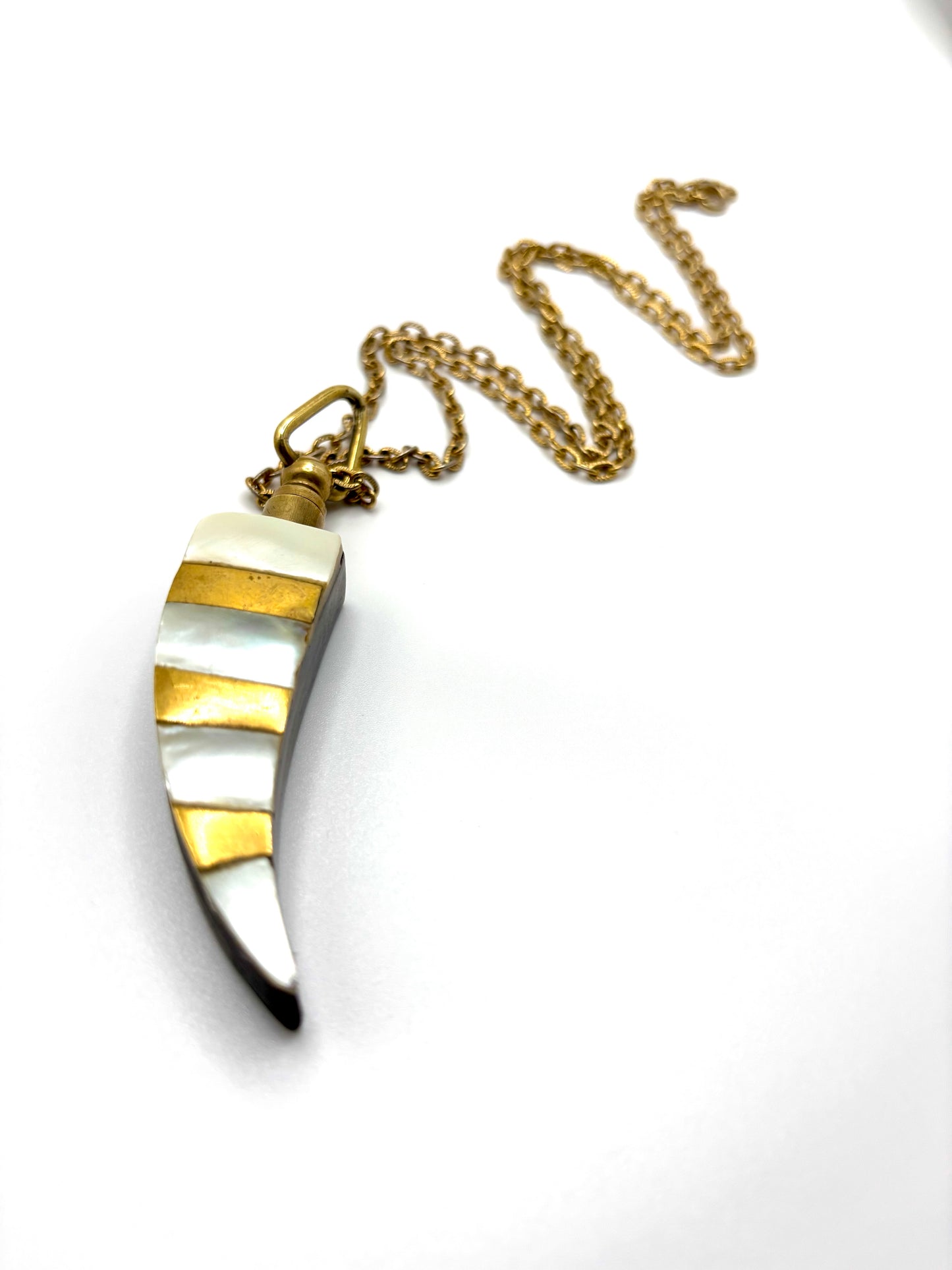 Paris Art Deco Revival Perfume Horn Pendant & Chain