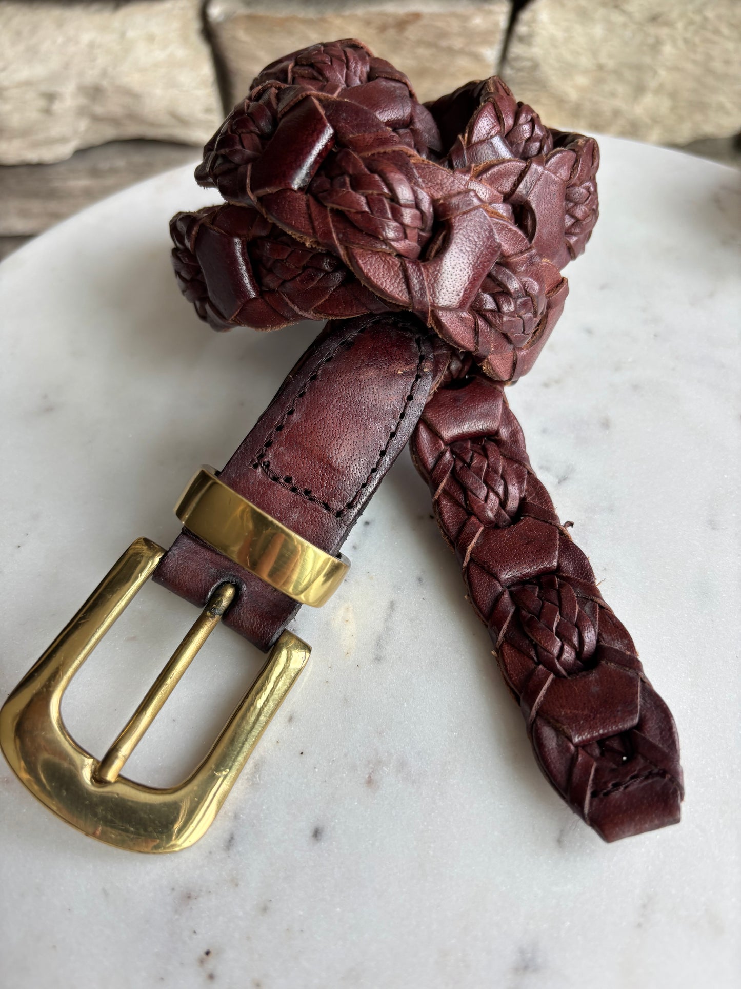 90s English Leather & Brass Belt