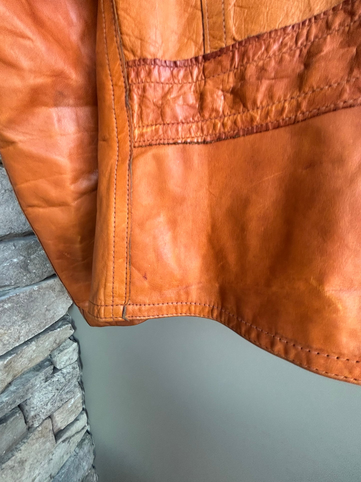 Vintage Cognac Leather Jacket By Bristol Montreal