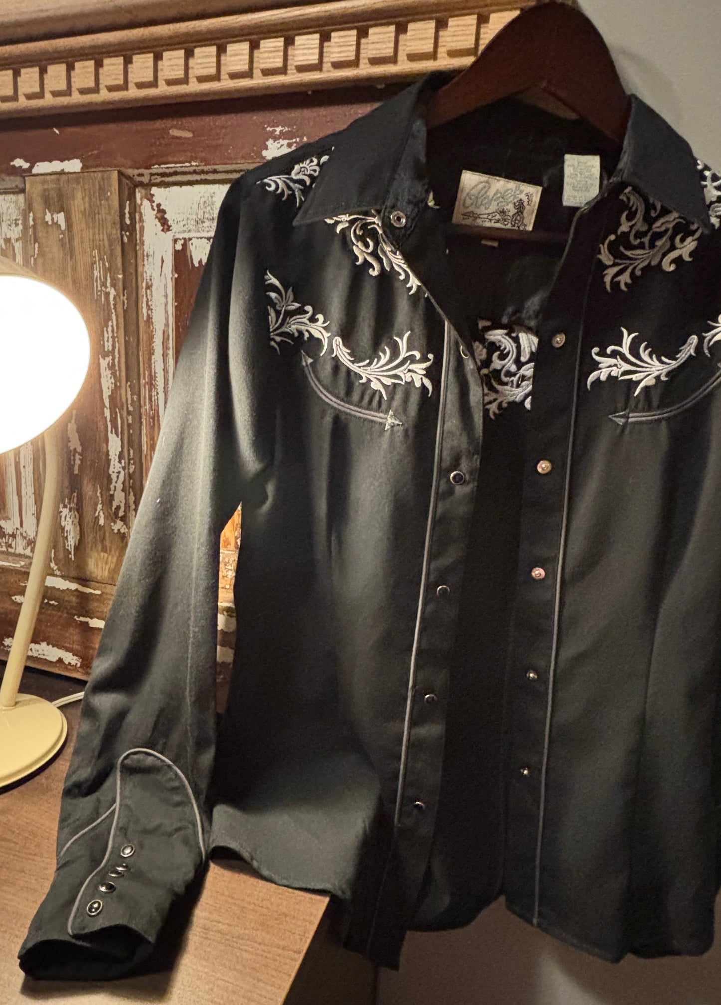 Vintage Western Noir Snap Button Shirt—90’s Roper