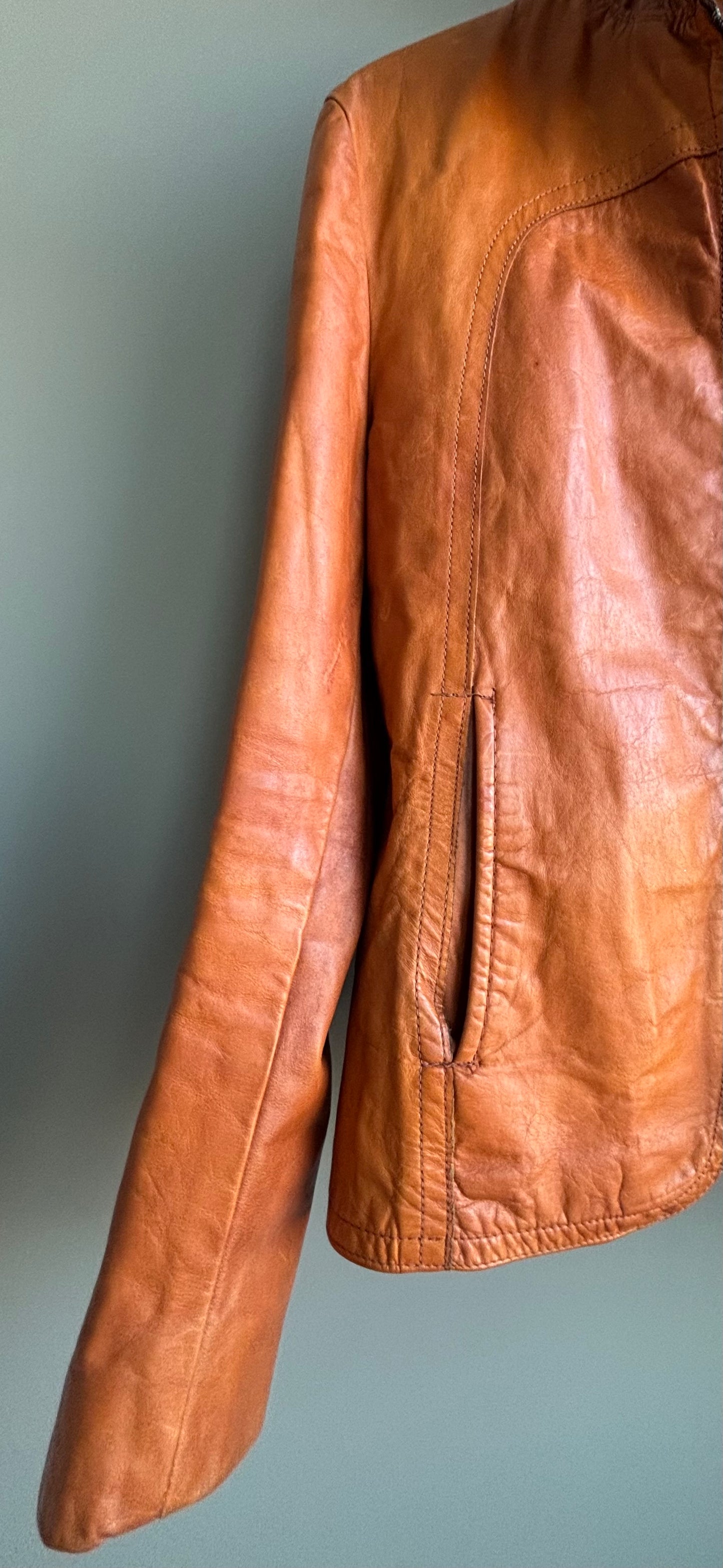 Vintage Cognac Leather Jacket By Bristol Montreal