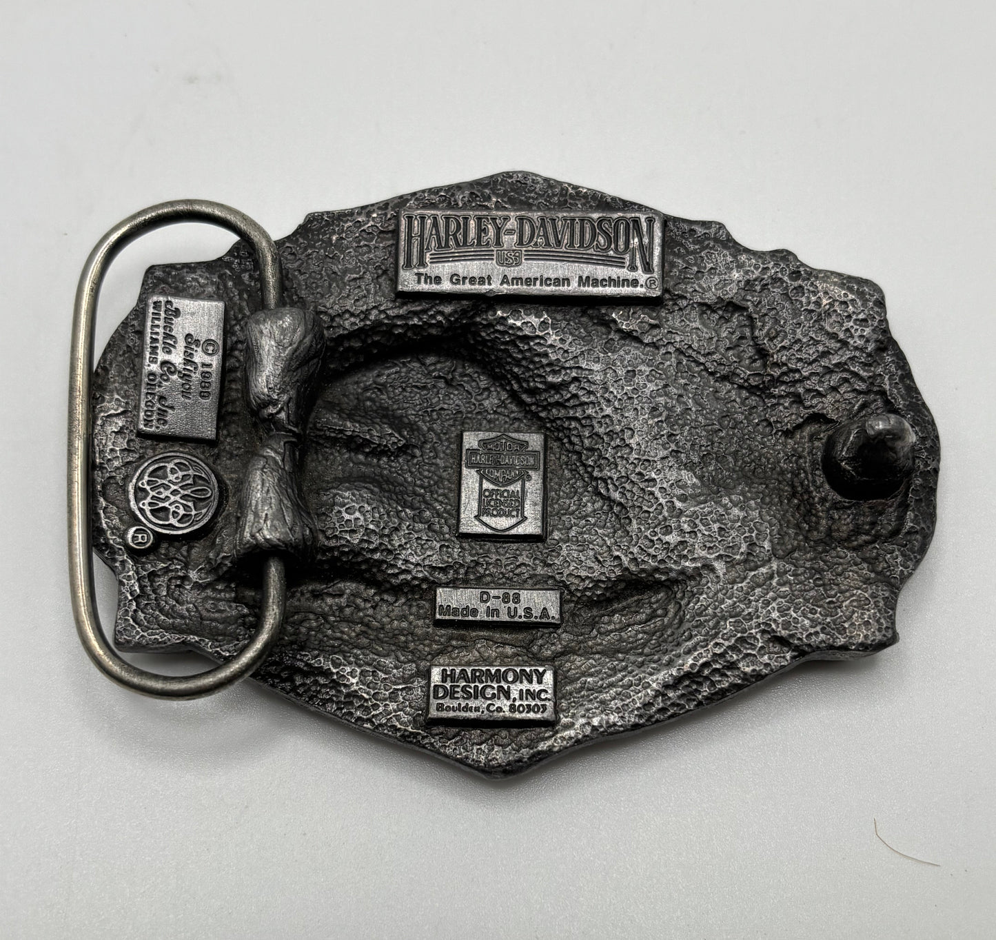 Vintage Harley-Davidson Eagle Crest Belt Buckle — 1989 Siskiyou / Harmony Design Inc.