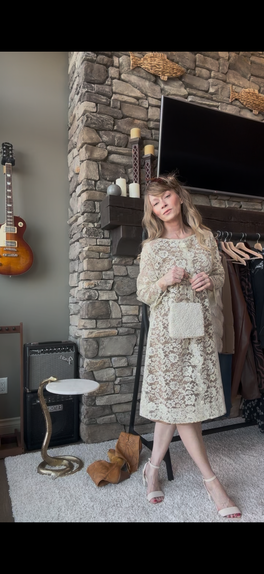 Vintage Bridal Ivory Eyelash Lace Sheath Dress