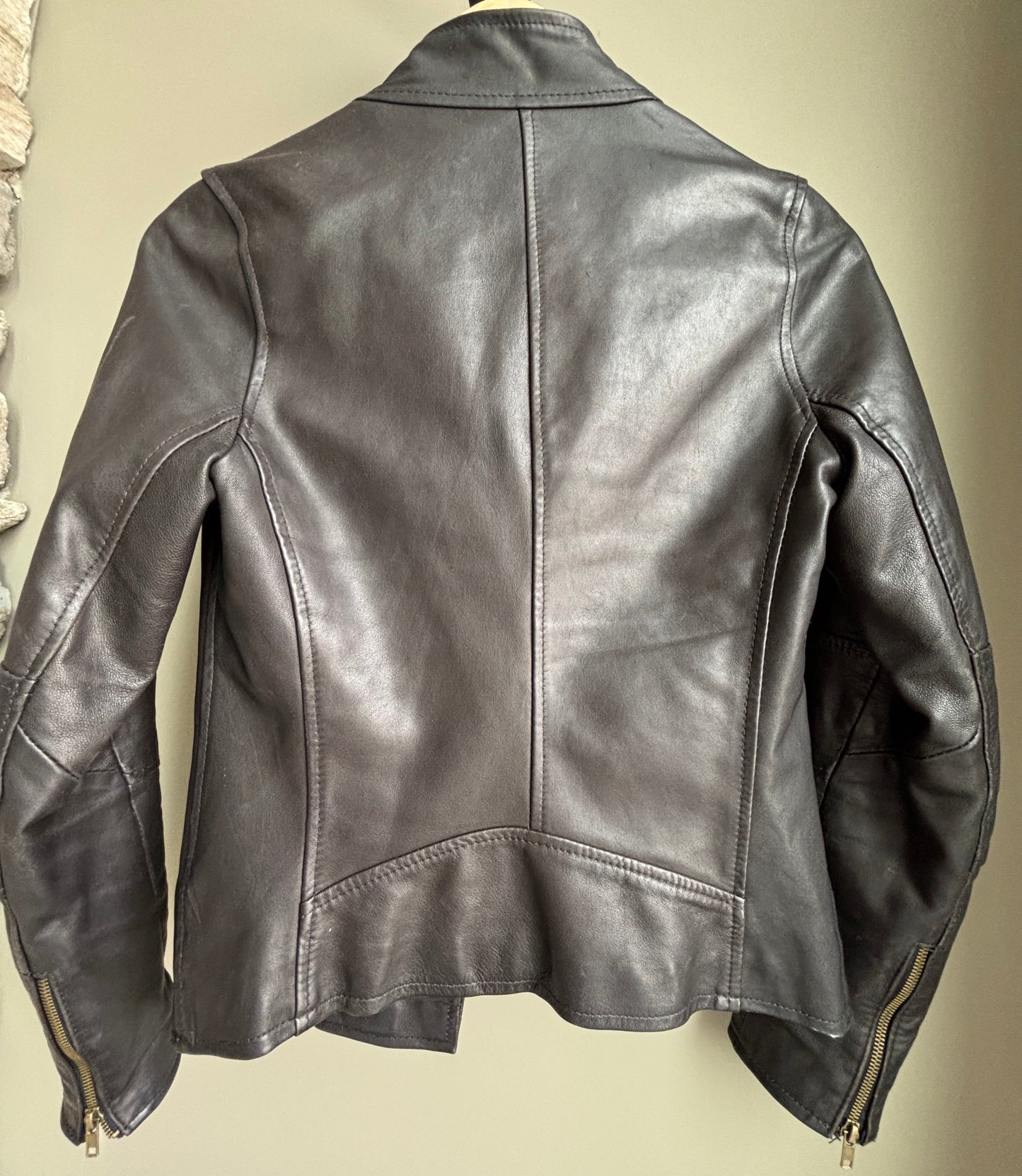 Black Leather Moto Jacket—Vintage Cropped Fit
