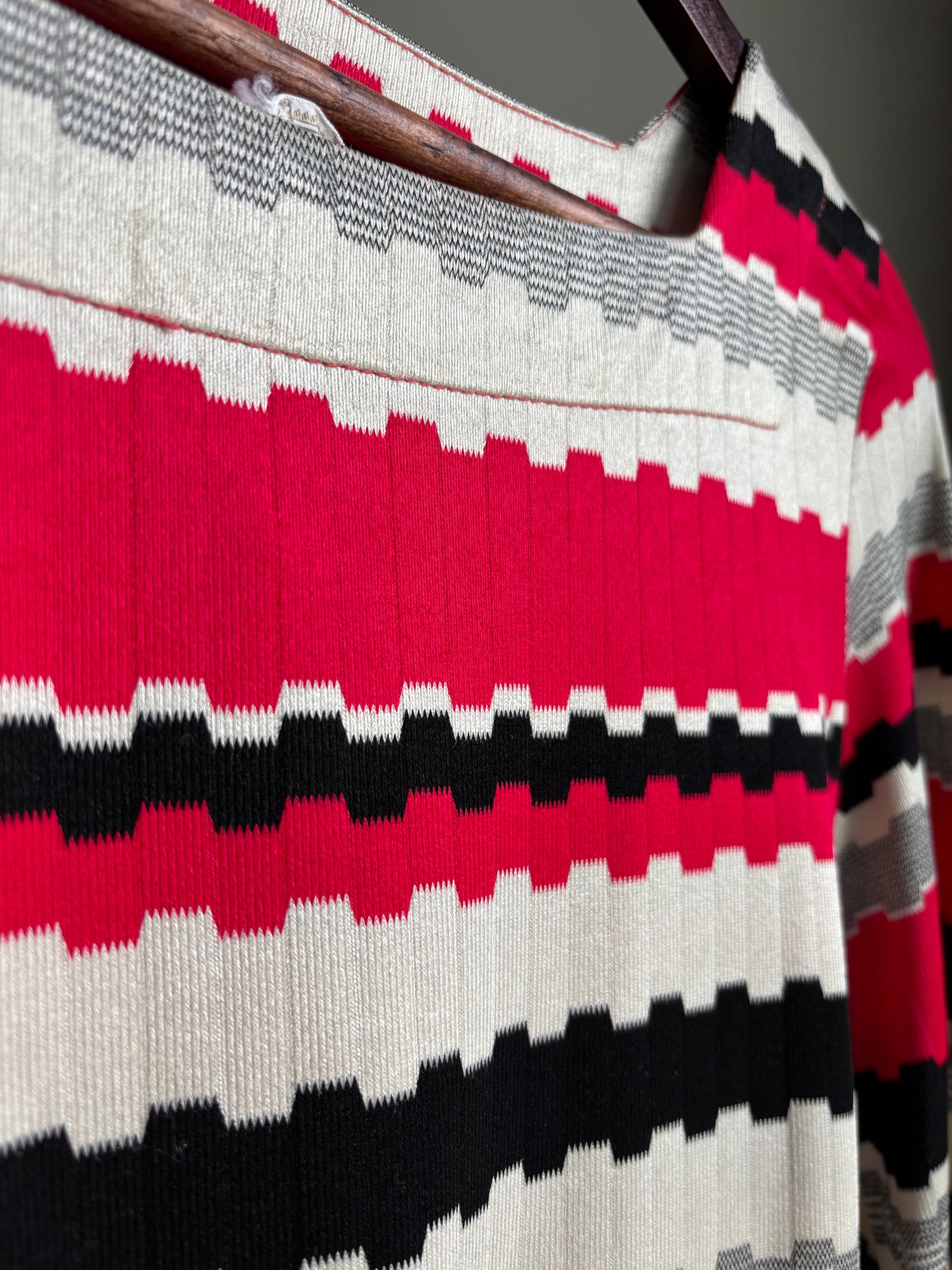 Vintage Mod Stripe Knit Maxi Belted Dress—XS