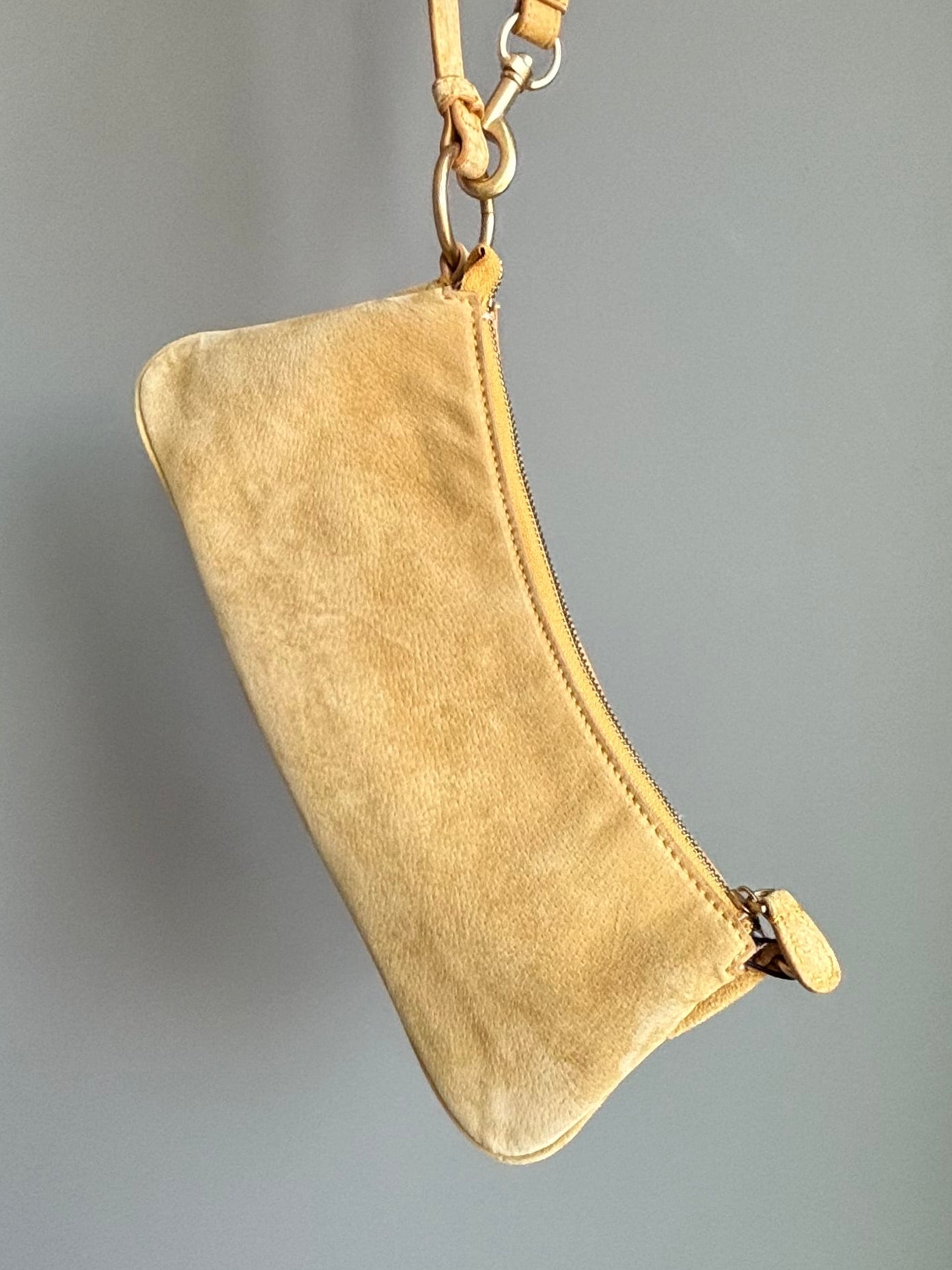 Suede & Leather Wristlet to Shoulder Bag — Butter Yellow