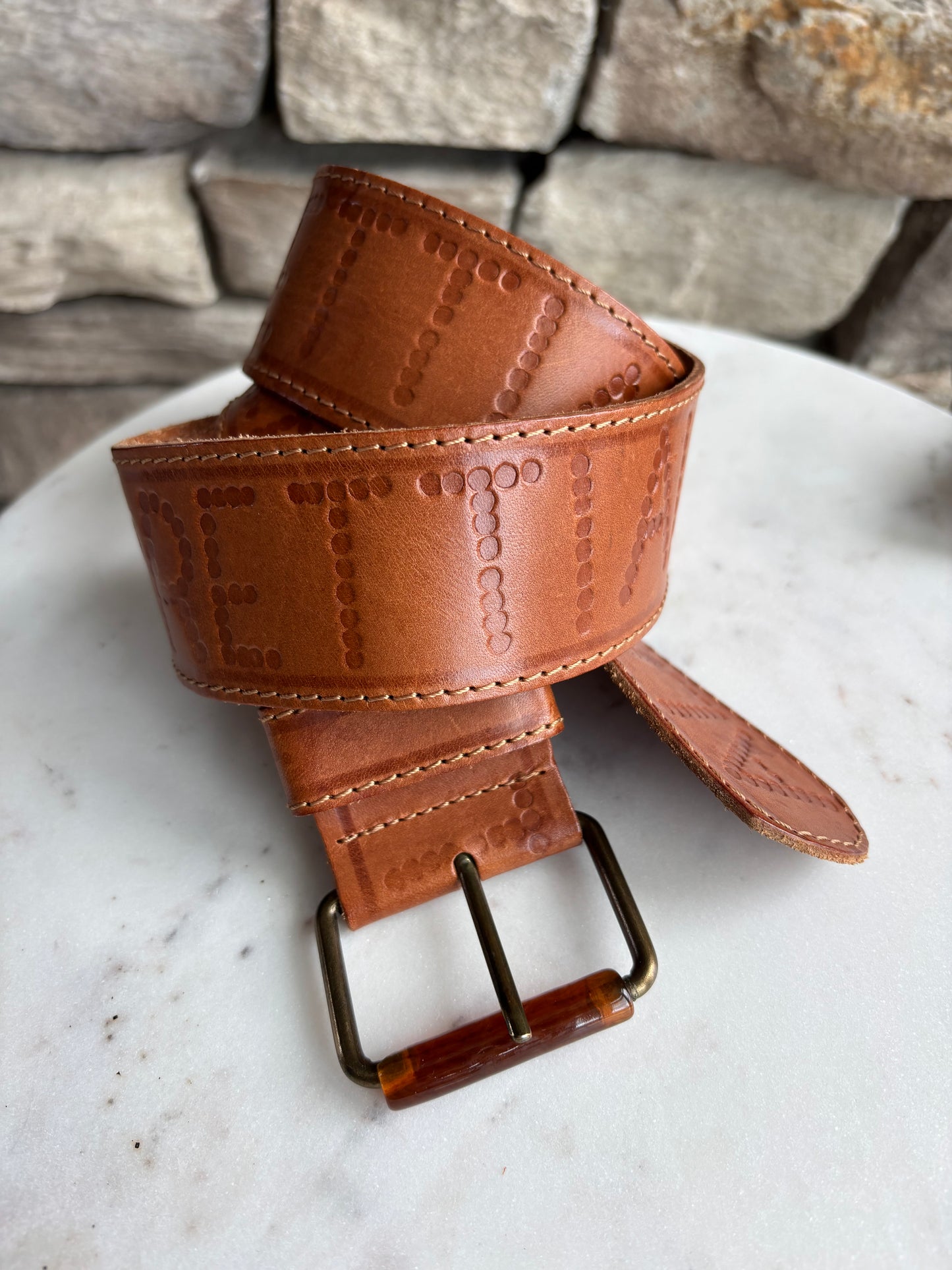 Alberta Ferretti Embossed Leather Statement Belt