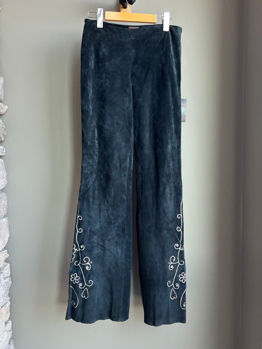 Vintage Suede Western Bell Bottom Pant — Beads, Sequins, Stitching