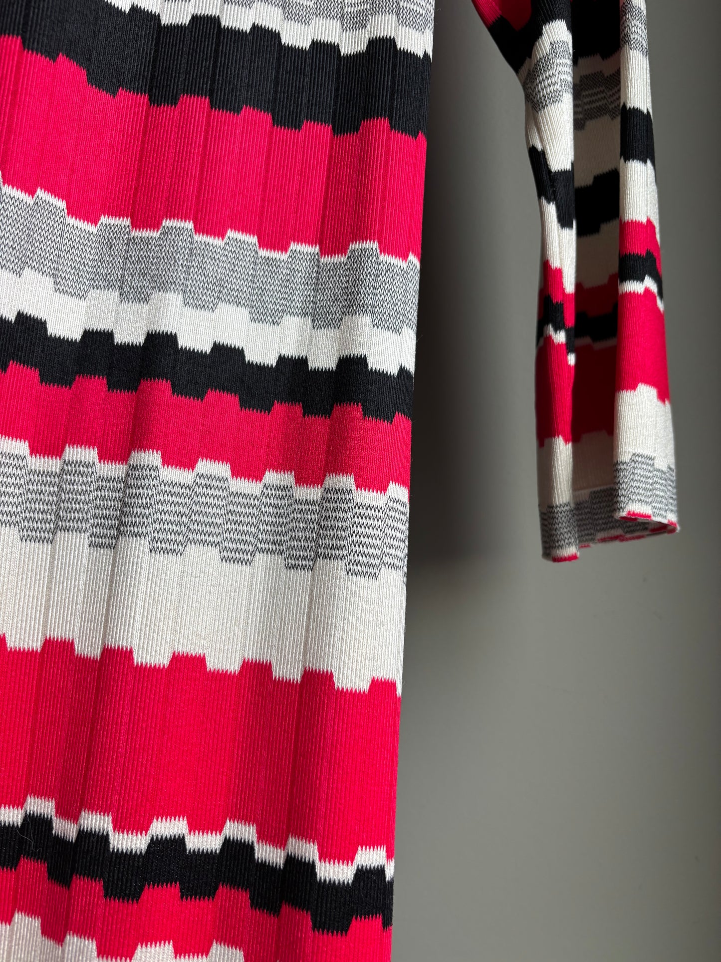 Vintage Mod Stripe Knit Maxi Belted Dress—XS