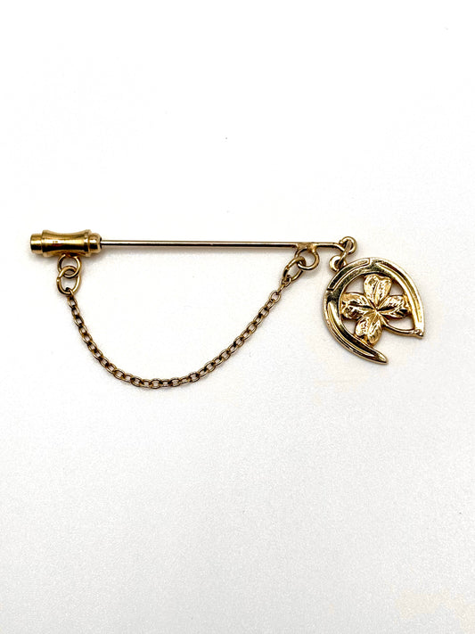 Vintage Horseshoe & Clover Stick Pin