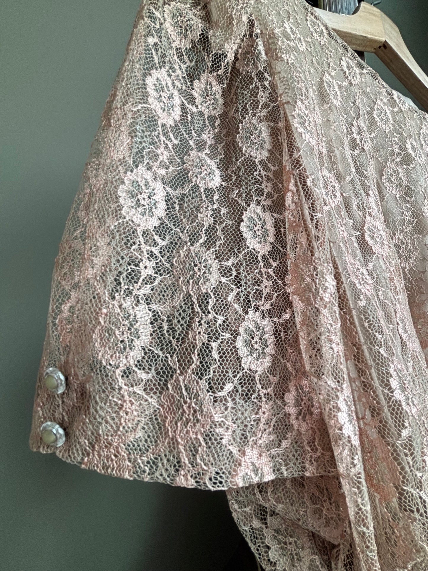 Vintage Lace Dress — Soft Blush Heirloom Bridal, Puff Sleeve Fit & Flare
