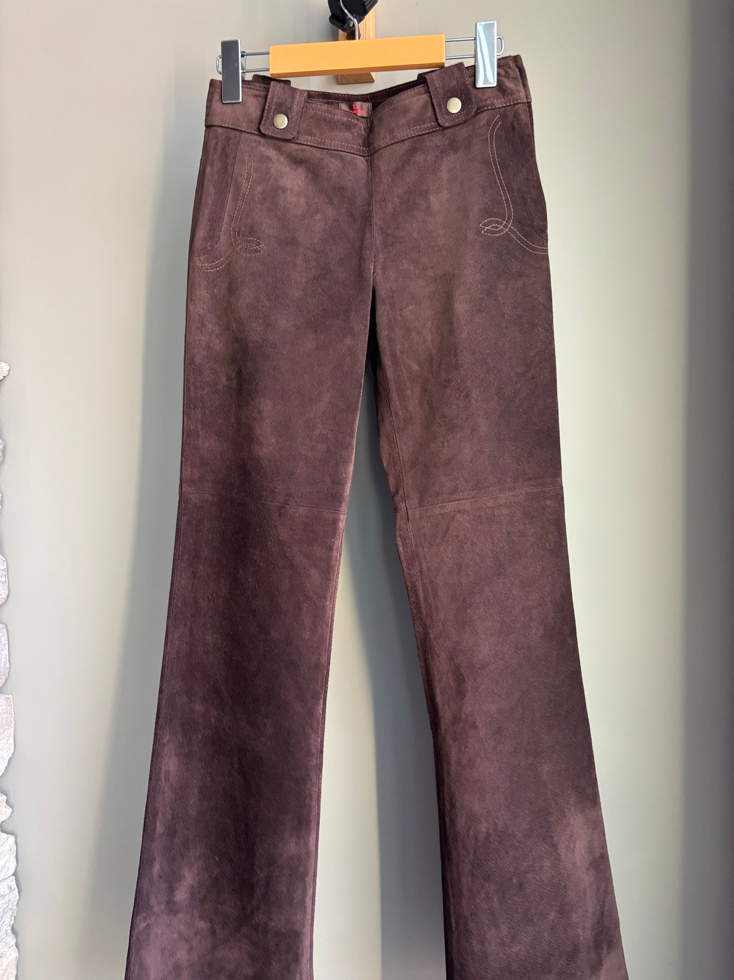 Vintage Suede Bootcut Pants—Low Rise Western Flare