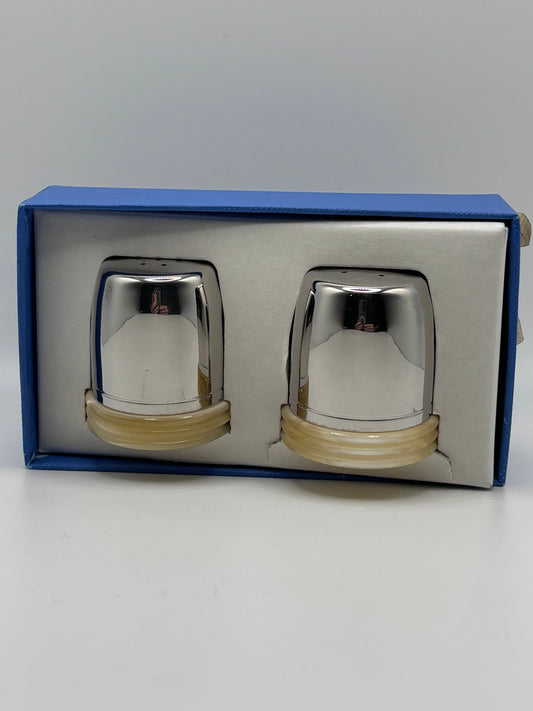 Couzon Greco Pearl Salt & Pepper Shakers — 18/10 Steel, France, New in Box