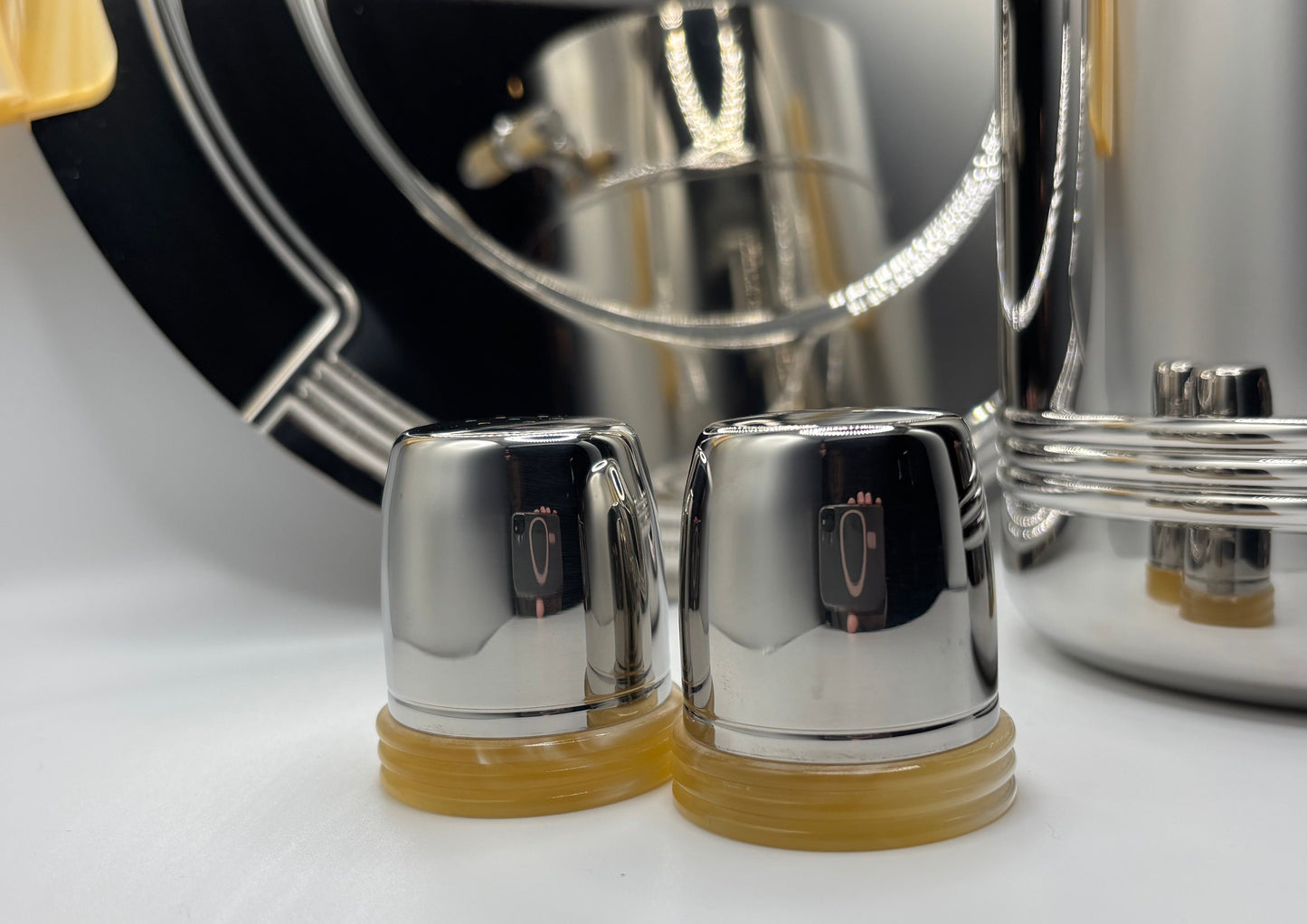 Couzon Greco Pearl Salt & Pepper Shakers — 18/10 Steel, France, New in Box
