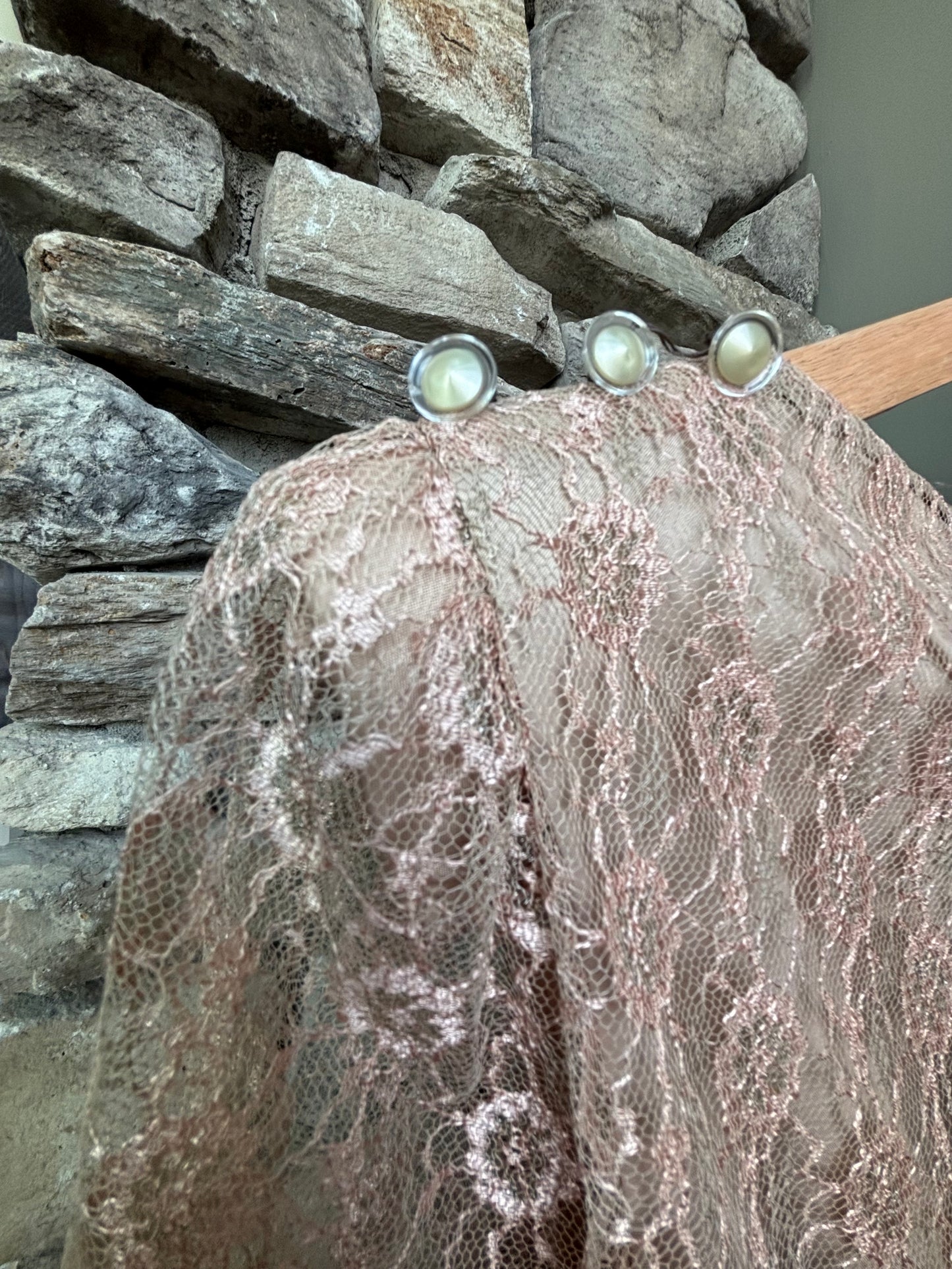 Vintage Lace Dress — Soft Blush Heirloom Bridal, Puff Sleeve Fit & Flare