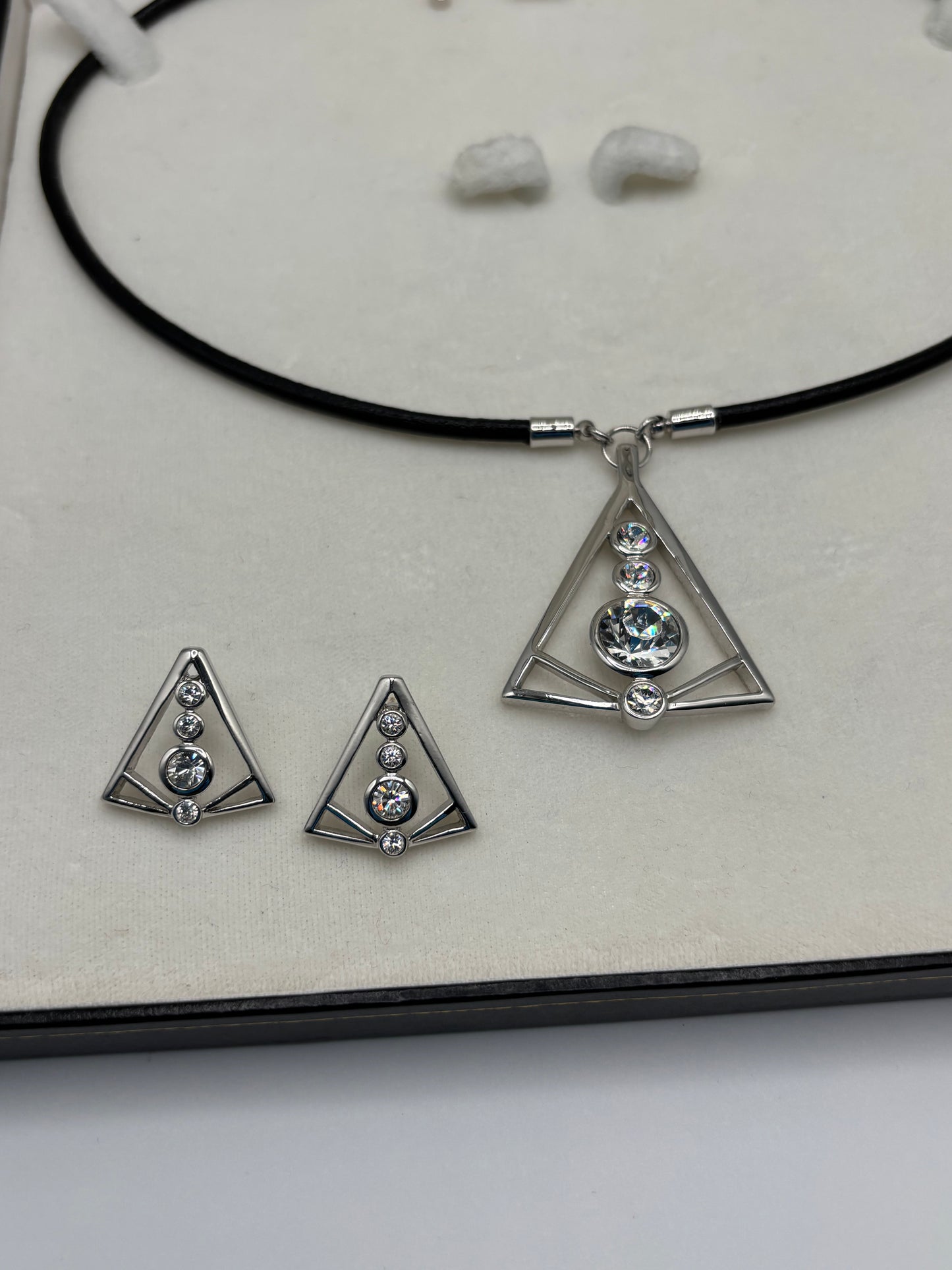 Fifth Avenue Collection By Butler Swarovski Crystal Geometric Choker Necklace & Earring Set
