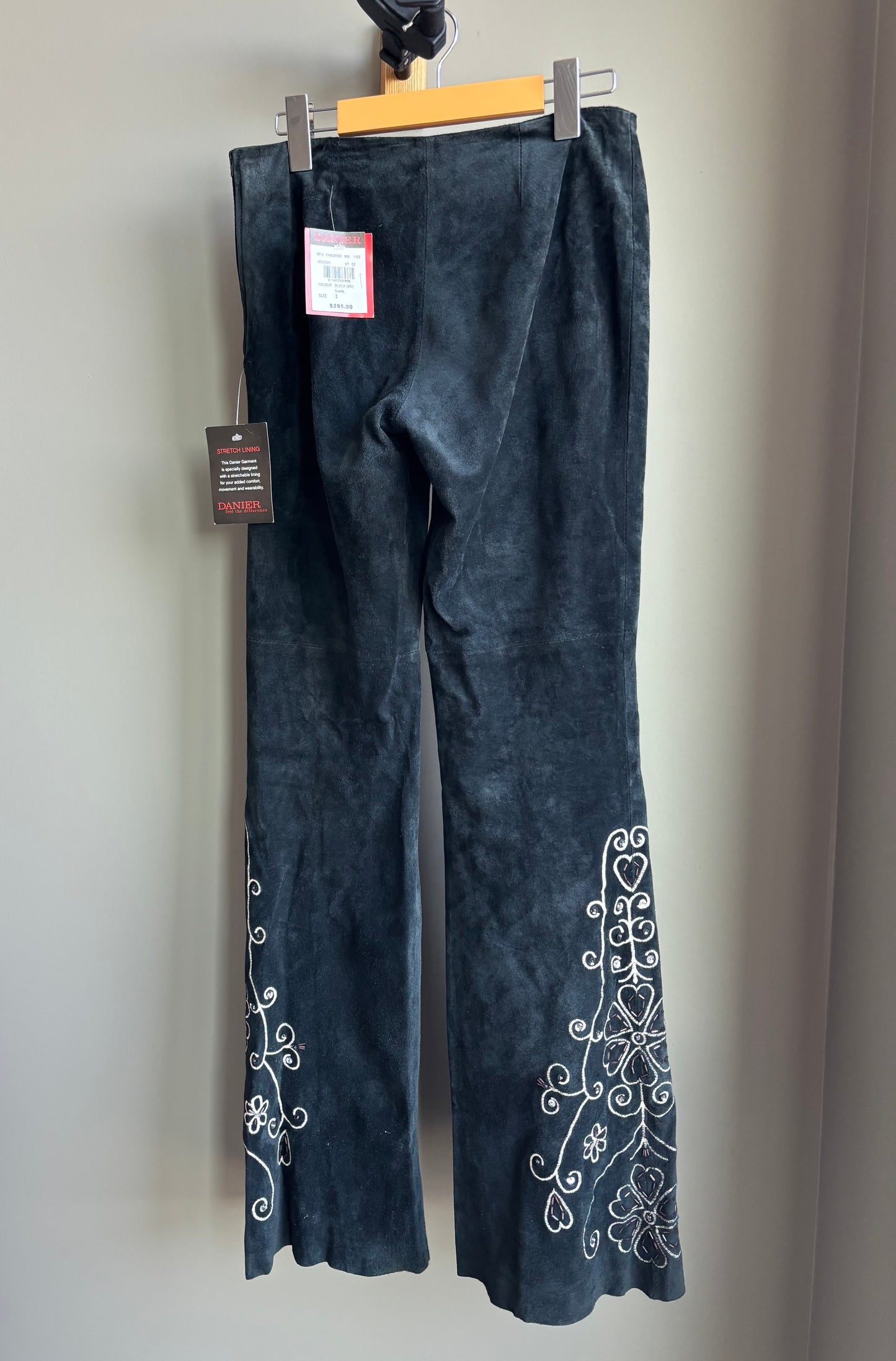 Vintage Suede Western Bell Bottom Pant — Beads, Sequins, Stitching