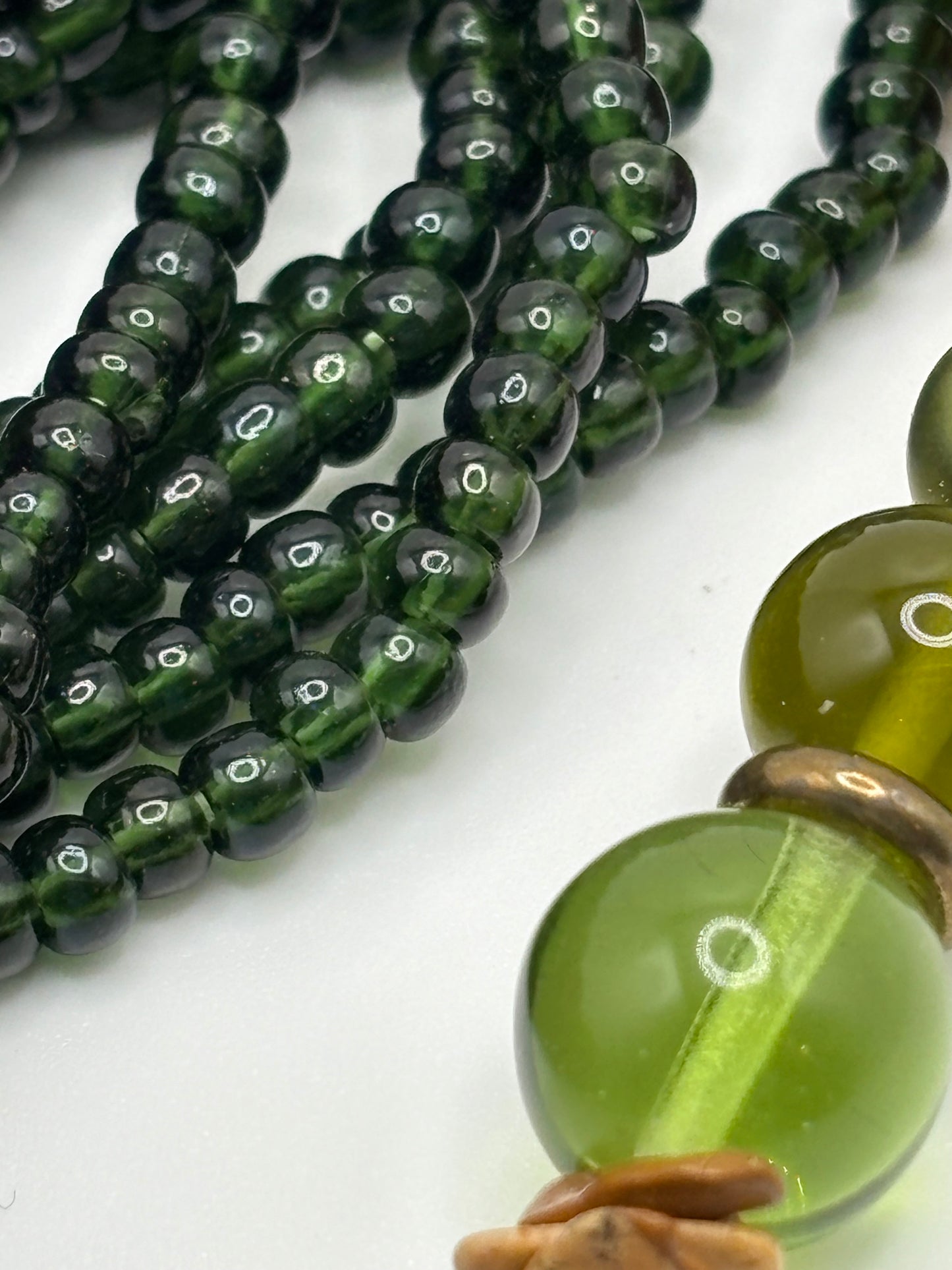 80’s Chunky Statement Necklace Jasper Green Glass Beads—Studio Artist