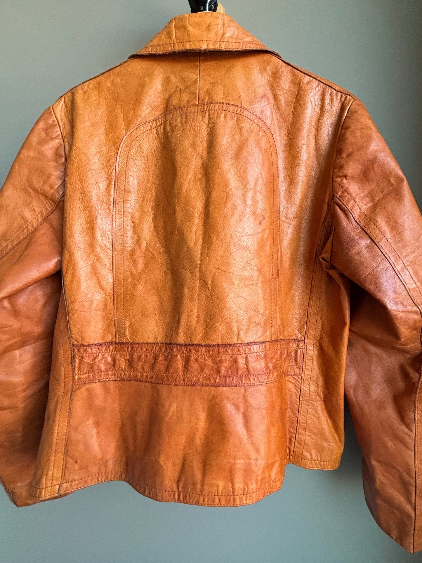 Vintage Cognac Leather Jacket By Bristol Montreal