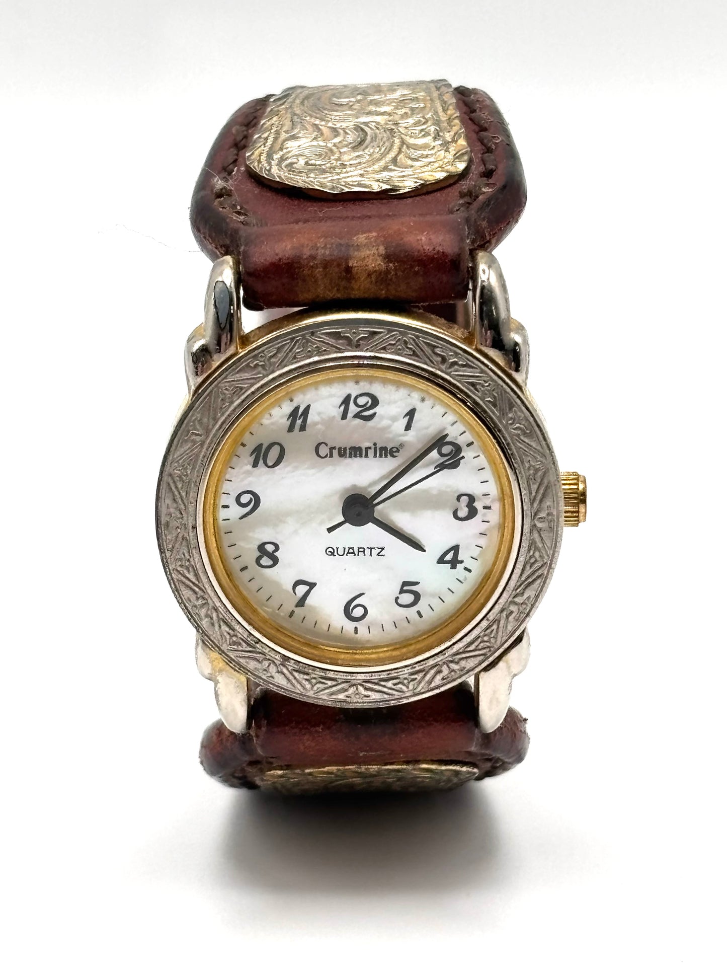 Vintage Western Watch – Engraved Hardware & Leather Belt Band with Buckle Closure