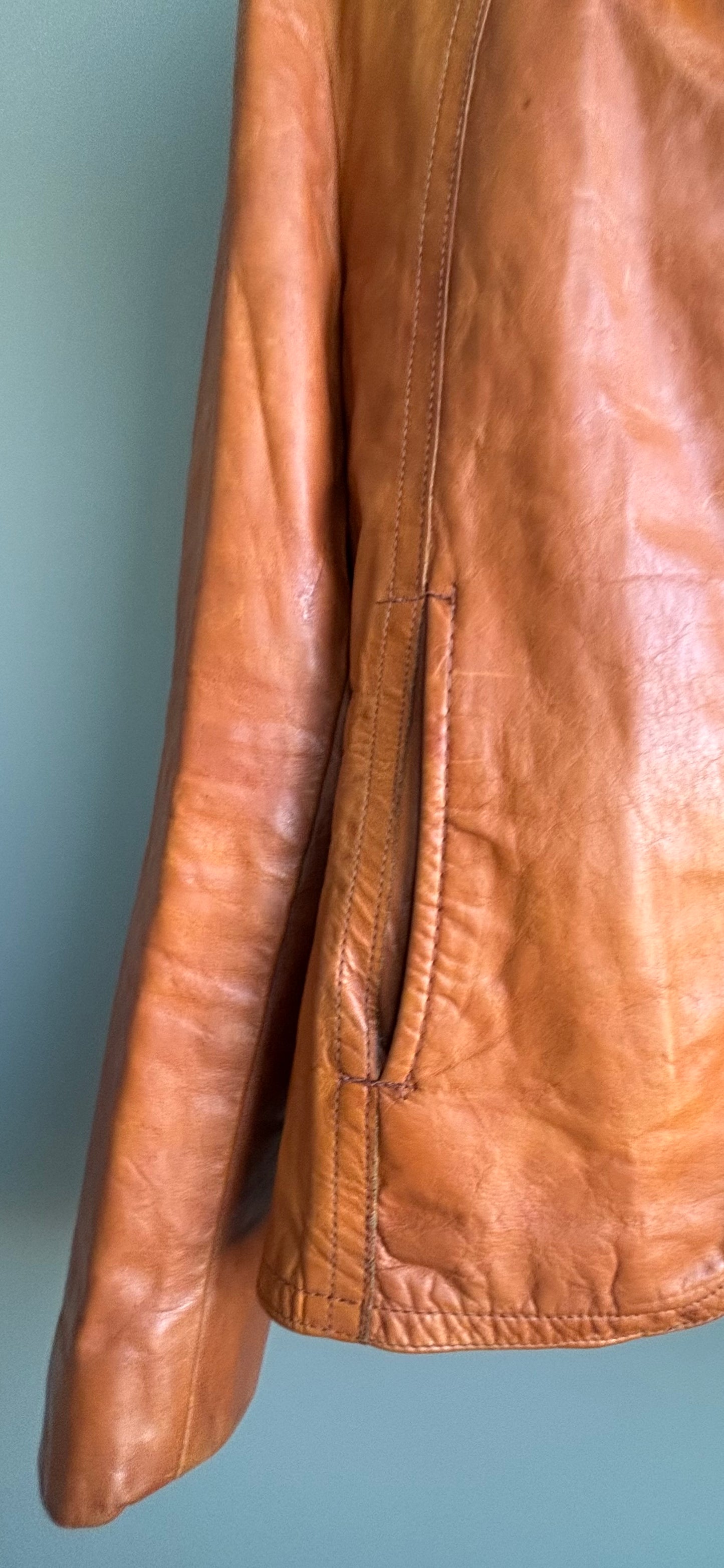 Vintage Cognac Leather Jacket By Bristol Montreal
