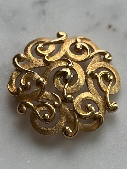 Vintage Trifari Filigree Scroll Brooch