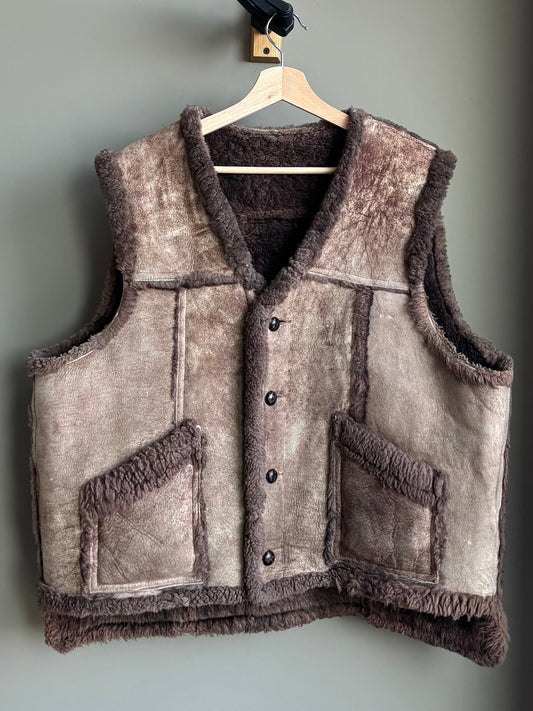 Vintage Sheepskin Shearling Vest — Marlboro Ranch Style