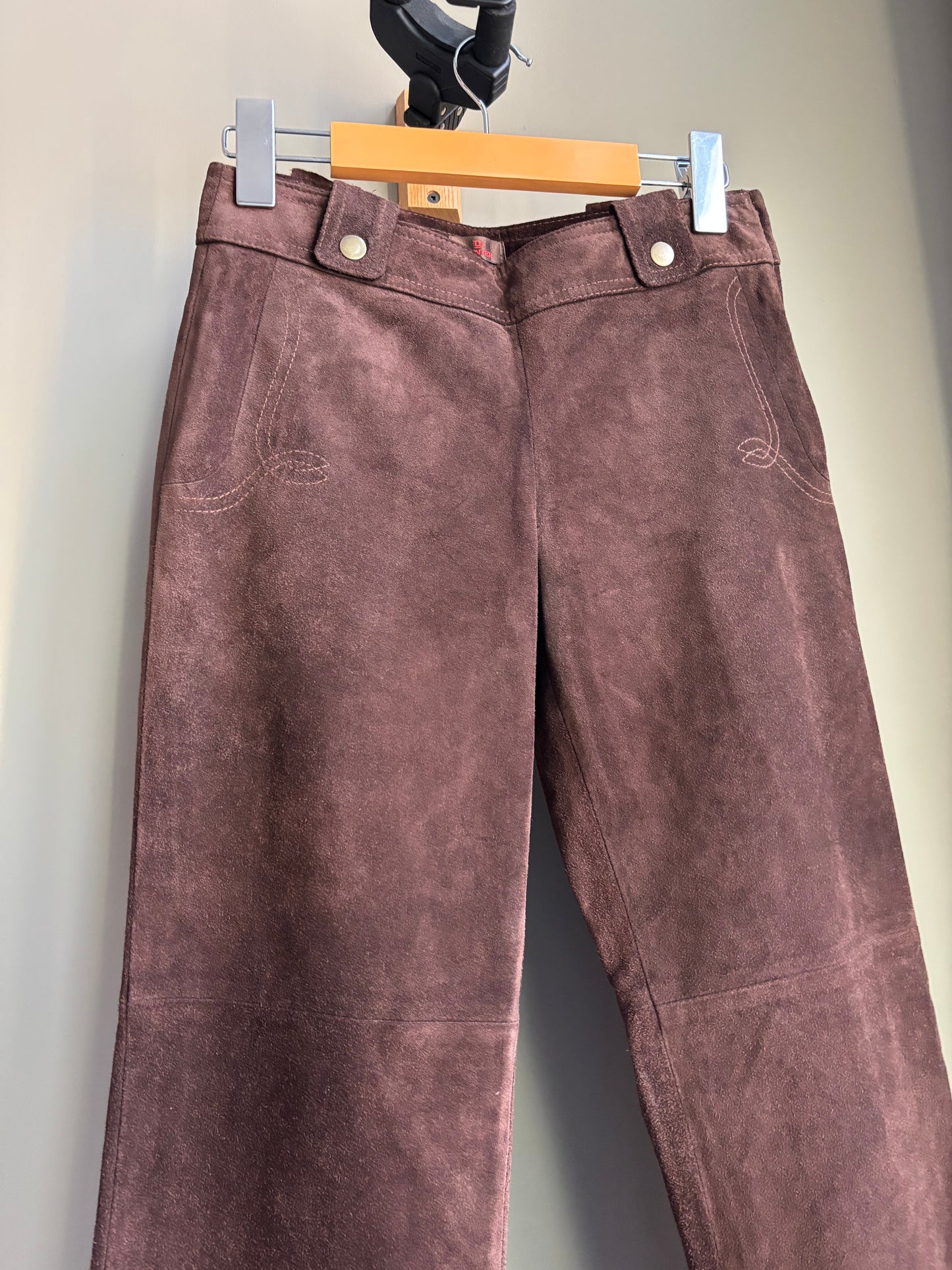 Vintage Suede Bootcut Pants—Low Rise Western Flare