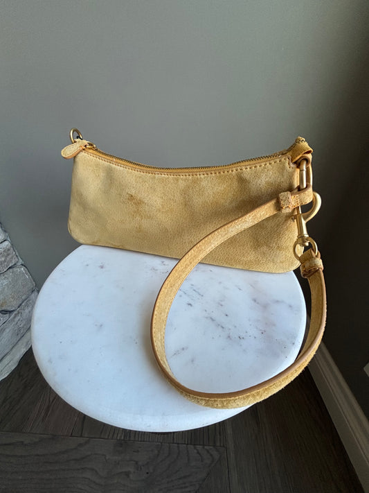 Suede & Leather Wristlet to Shoulder Bag — Butter Yellow