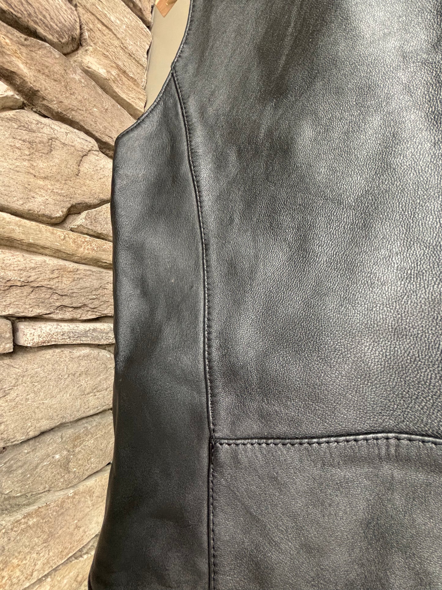 Vintage Danier Black Leather Vest XS