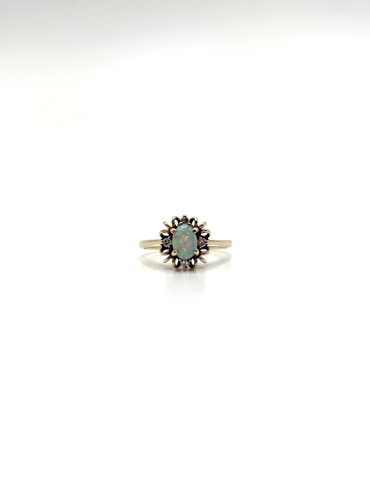 Vintage Opal & Diamond Cluster Ring - Pre-owned