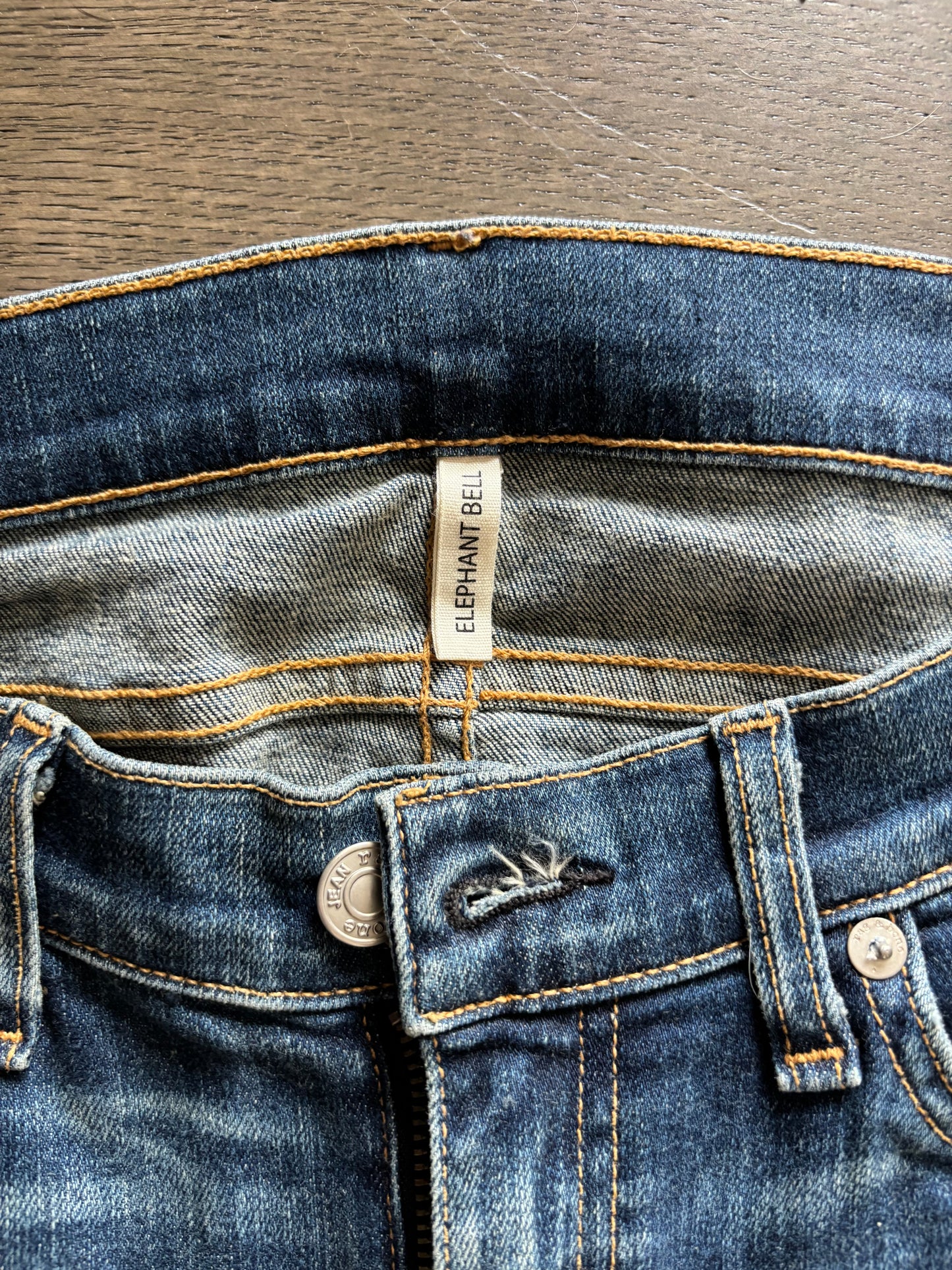 Rag & Bone Elephant Bell Jeans – Medium Wash Distressed Flare, Size 28