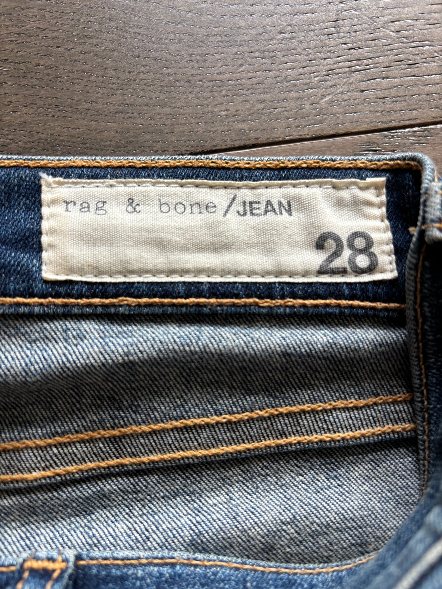 Rag & Bone Elephant Bell Jeans – Medium Wash Distressed Flare, Size 28