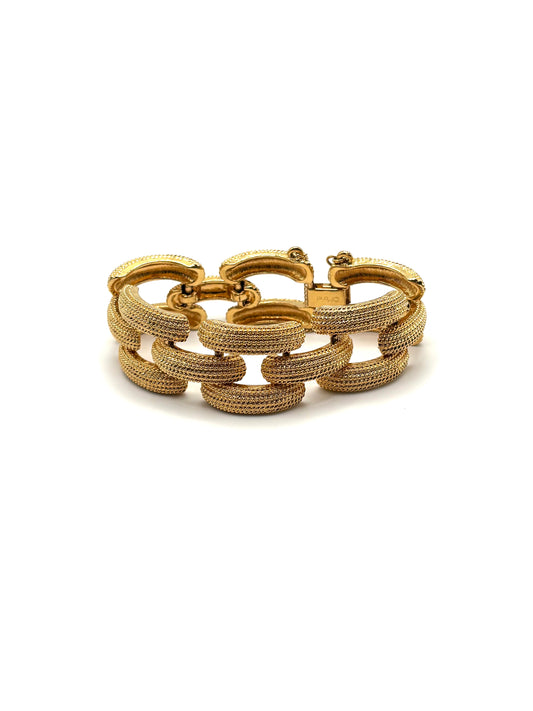 Vintage Monet Wide Textured Link Bracelet