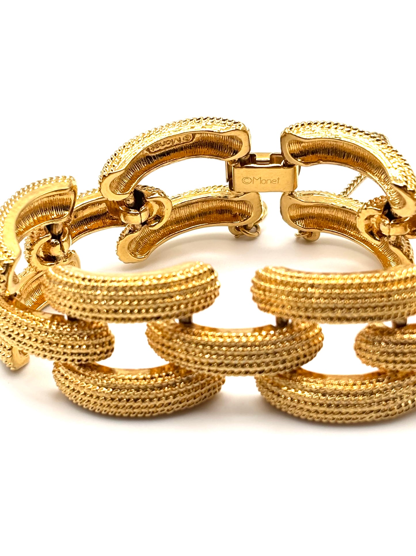 Vintage Monet Wide Textured Link Bracelet