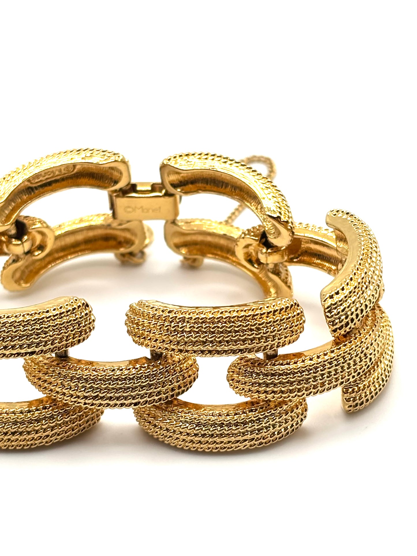 Vintage Monet Wide Textured Link Bracelet